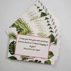 25 4x6 Card stock banana leaves Thank you cards